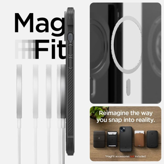 Spigen - Hülle Rugged Armor MagSafe für iPhone 14, Matte Black