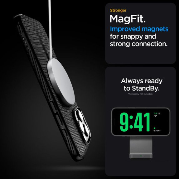Spigen - Hülle Liquid Air "T" MagSafe für iPhone 16 Pro, Matte Black
