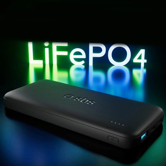 SBS - PowerBank 10000mAh, 10W, Infinity, LiFePO4, USB-C/USB-A, schwarz