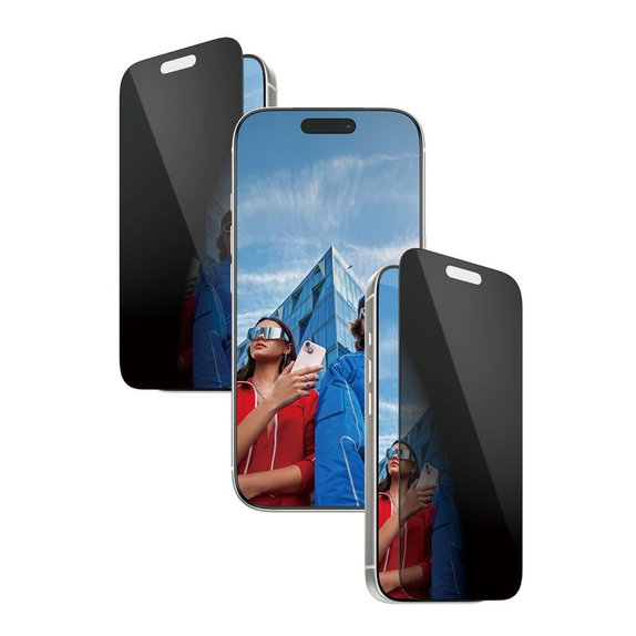 PanzerGlass - UWF 2-Way Privacy Tempered Glass mit Applikator für iPhone 17 Pro, Schwarz