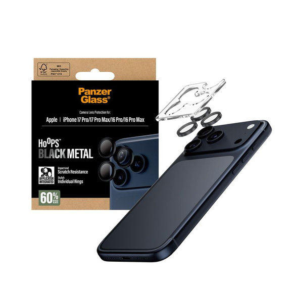 PanzerGlass - Hoops Kameraobjektivschutz für iPhone 17 Pro Max/17 Pro/16 Pro Max/16 Pro, Schwarz