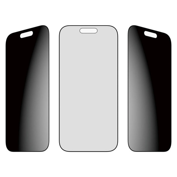UWF 2-Way Privacy Panzerglas mit Fastfit für iPhone 17/16 Pro, Schwarz, PanzerGlass