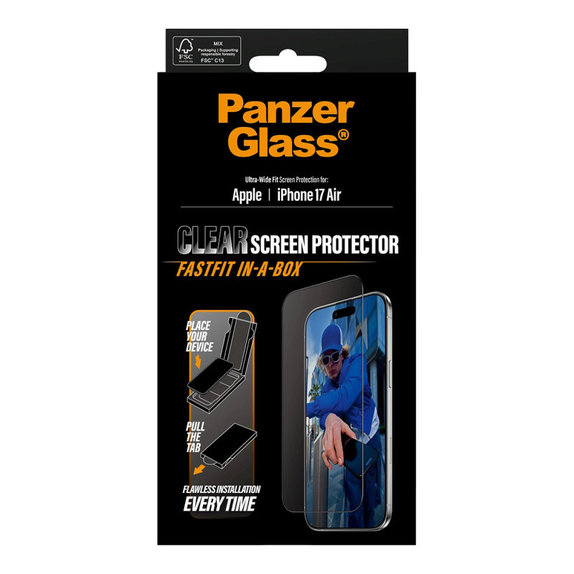 Schutzglas UWF mit Fastfit für iPhone 17 Air, Schwarz, PanzerGlass