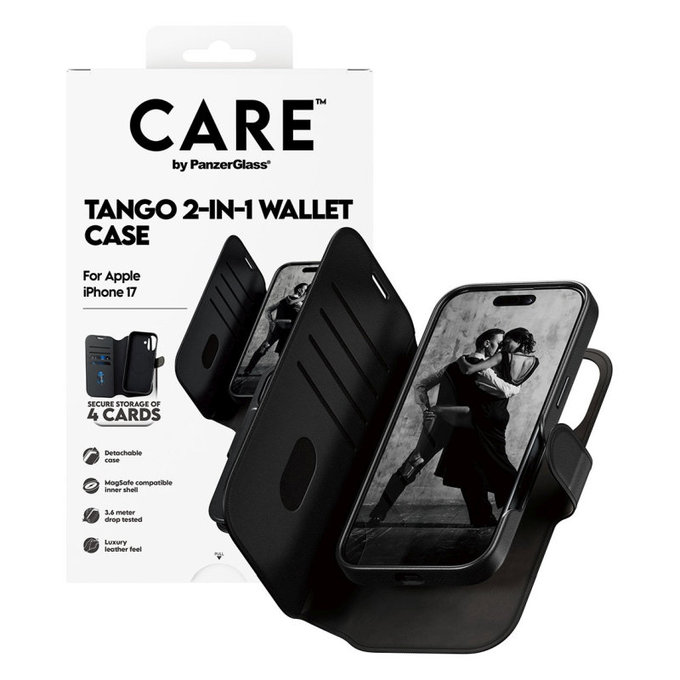 Wallet Tango Two-In-One Hülle mit MagSafe für iPhone 17, Schwarz, CARE