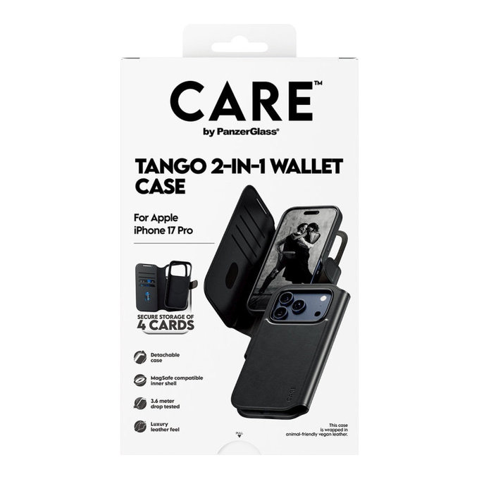 Wallet Tango Two-In-One Hülle mit MagSafe für iPhone 17 Pro, Schwarz, CARE