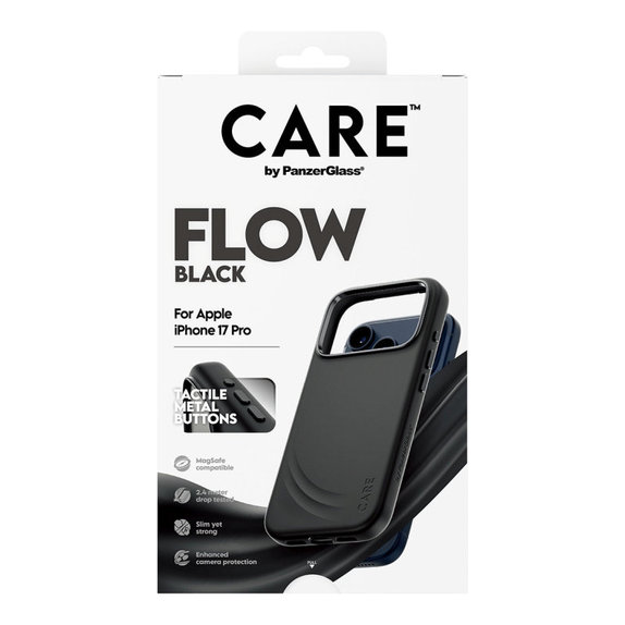 FLOW Hülle mit MagSafe für iPhone 17 Pro, Schwarz, CARE