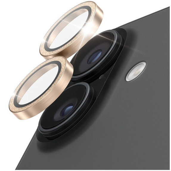 Kameralinsenschutz Hoops für iPhone 17/16 Plus/16, Glitter Gold, PanzerGlass