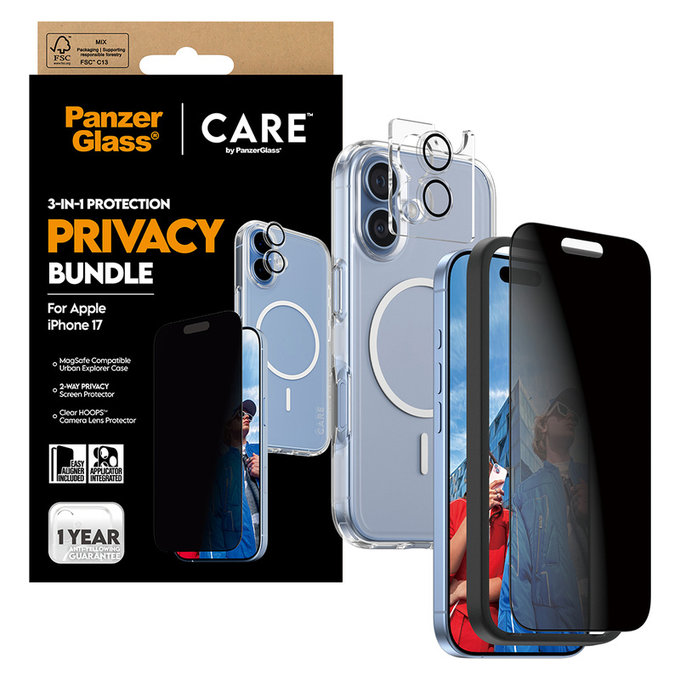 Bundle 3-in-1 Privacy für iPhone 17, PanzerGlass