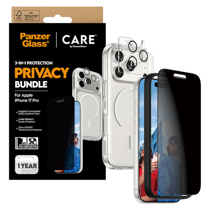 Bundle 3-in-1 Privacy für iPhone 17 Pro, PanzerGlass