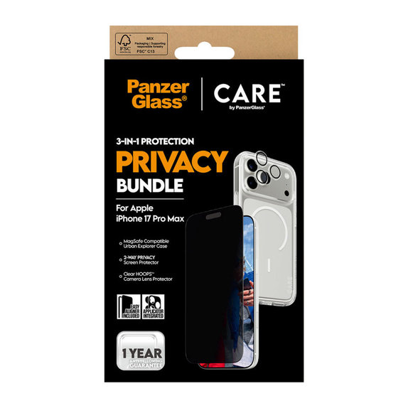 Bundle 3-in-1 Privacy für iPhone 17 Pro Max, PanzerGlass