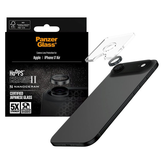 Kameralinsenschutz Hoops Ceramic II für iPhone 17 Air, Schwarz, PanzerGlass