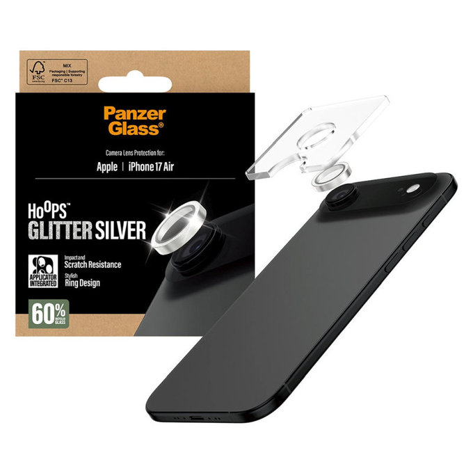Kameralinsenschutz Hoops für iPhone 17 Air, Glitter Silver, PanzerGlass