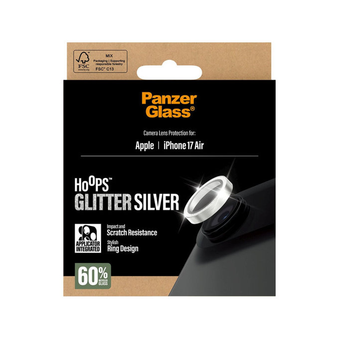 Kameralinsenschutz Hoops für iPhone 17 Air, Glitter Silver, PanzerGlass