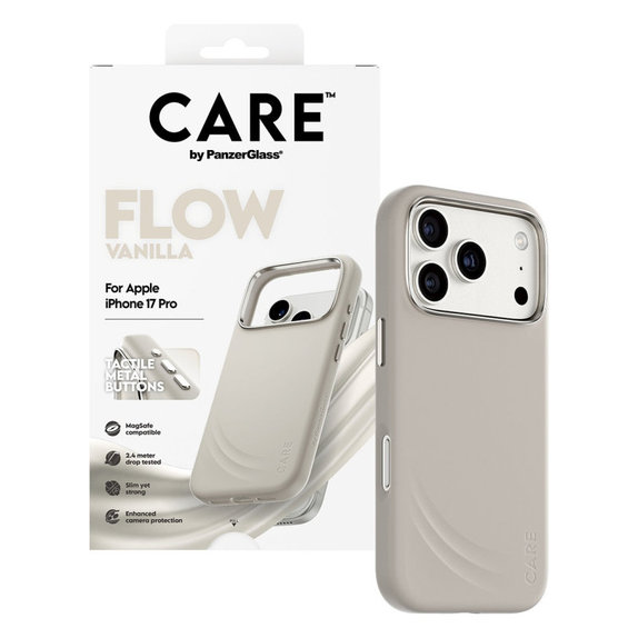 FLOW Hülle mit MagSafe für iPhone 17 Pro, Vanilla, CARE