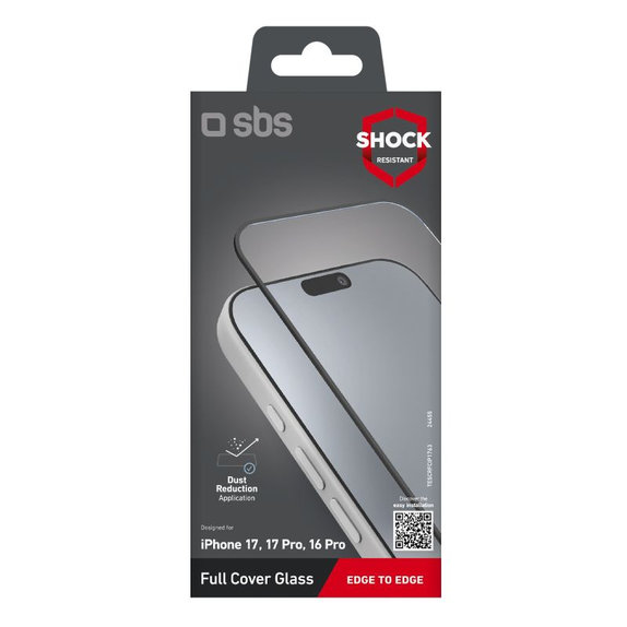 SBS - UWF Full Cover Tempered Glass für iPhone 17/17 Pro/16 Pro, Schwarz