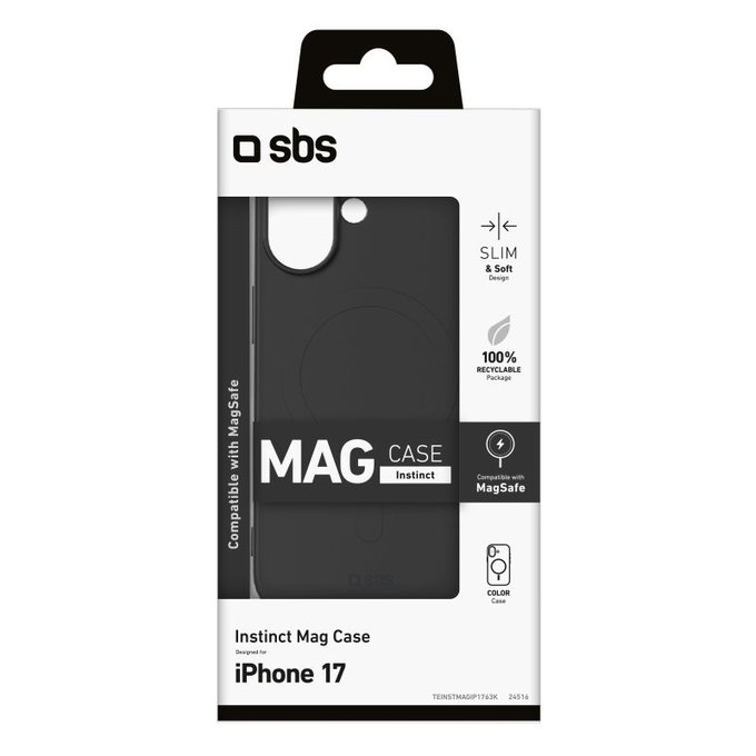 SBS - Instinct Mag Case kompatibel mit MagSafe für iPhone 17, Schwarz