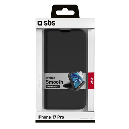 SBS - Book Wallet Smooth Case für iPhone 17 Pro, Schwarz