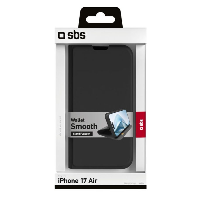 SBS - Book Wallet Smooth Case für iPhone 17 Air, Schwarz