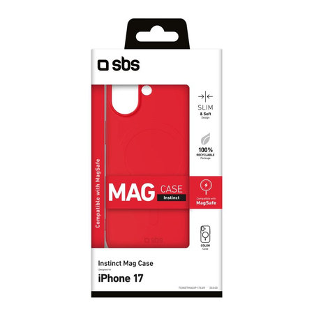 SBS - Instinct Mag Case kompatibel mit MagSafe für iPhone 17, rot