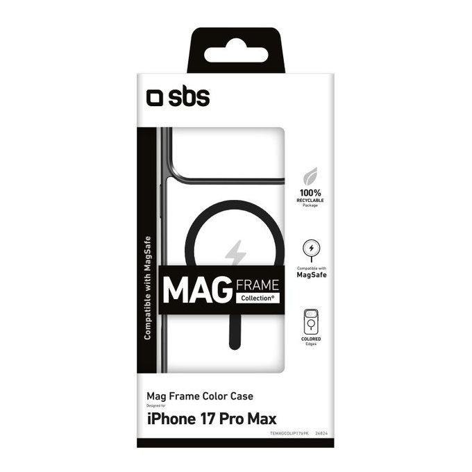 SBS - Mag Frame Case kompatibel mit MagSafe für iPhone 17 Pro Max, Schwarz