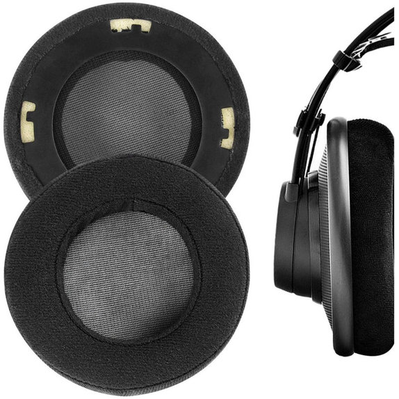 Ersatz-Ohrpolster für AKG K701, K702, Q701, Q702, K601, K612, K712, Schaumstoff + Velours, Schwarz, 1 Paar