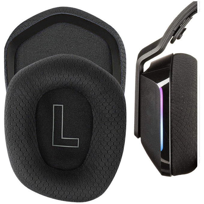 Ersatz-Ohrpolster für Logitech G335, G733, Memory-Schaumstoff + Textil, Schwarz, 1 Paar