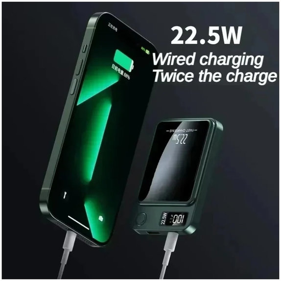 FixPremium - MagSafe PowerBank 5000mAh mit LED-Display, schwarz