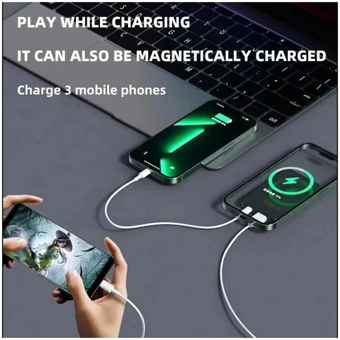 FixPremium - MagSafe PowerBank 5000mAh mit LED-Display, schwarz