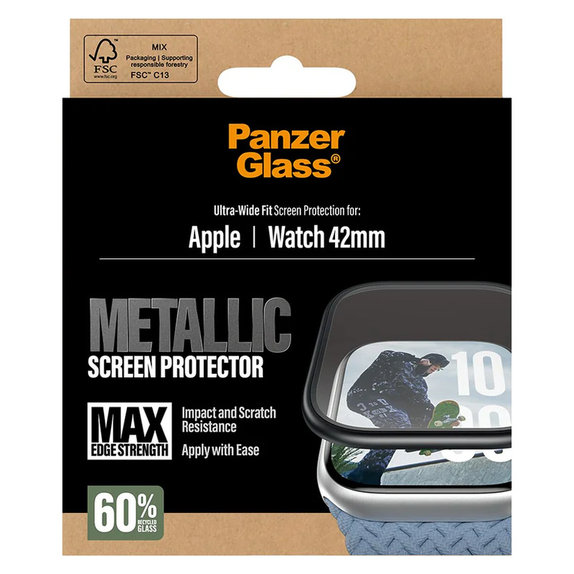 Panzerglas UWF METALLIC für Apple Watch 11/10 42 mm, Schwarz, PanzerGlass
