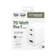 Reiseadapter Grand Prix 2x USB-C/USB-A, GaN, 70 W PD, Silberweiß, empower