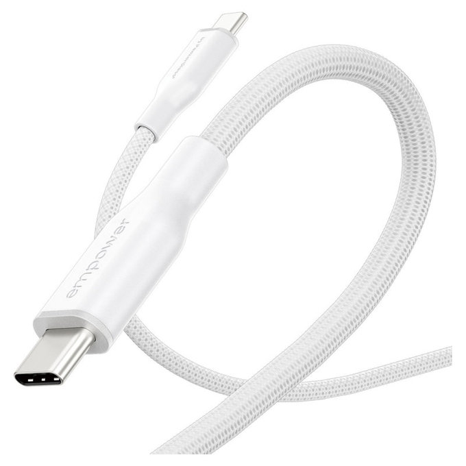 USB-C-Kabel, 60 W, Racing, 1,2 m, silberweiß, empower
