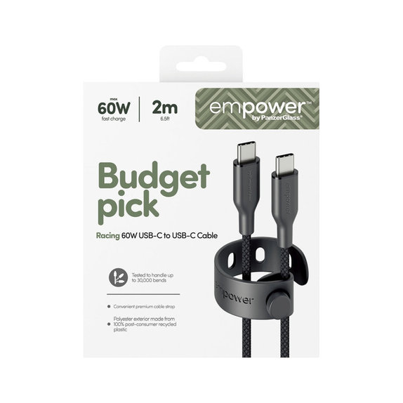 USB-C-Kabel, 60 W, Racing, 2 m, Space Black, empower