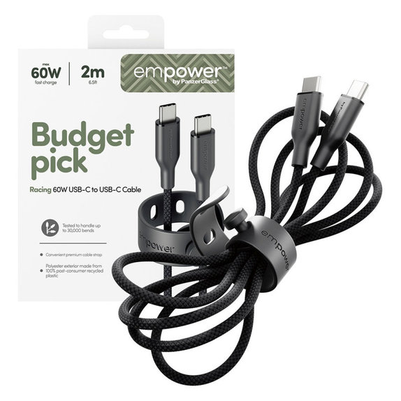 USB-C-Kabel, 60 W, Racing, 2 m, Space Black, empower