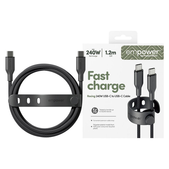 USB-C-Kabel, 240 W, Racing, 1, 2 m, Space Black, empower