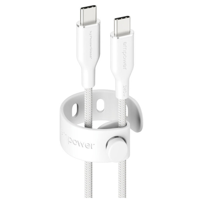 USB-C-Kabel, 240 W, Racing, 1,2 m, silberweiß, empower