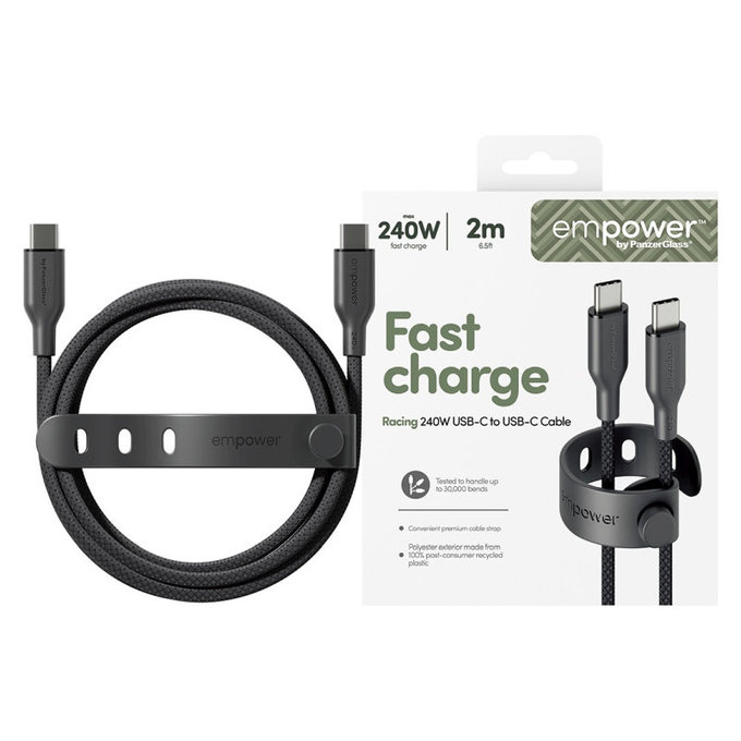 USB-C-Kabel, 240 W, Racing, 2 m, Space Black, empower
