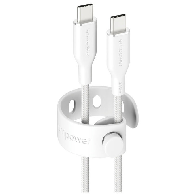 USB-C-Kabel, 240 W, Racing, 2 m, Silberweiß, empower