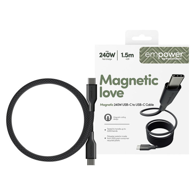 USB-C-Kabel, 240 W, Magnetic, 1, 5 m, Space Black, empower