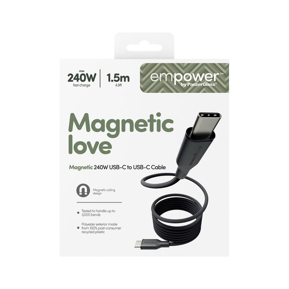 USB-C-Kabel, 240 W, Magnetic, 1, 5 m, Space Black, empower