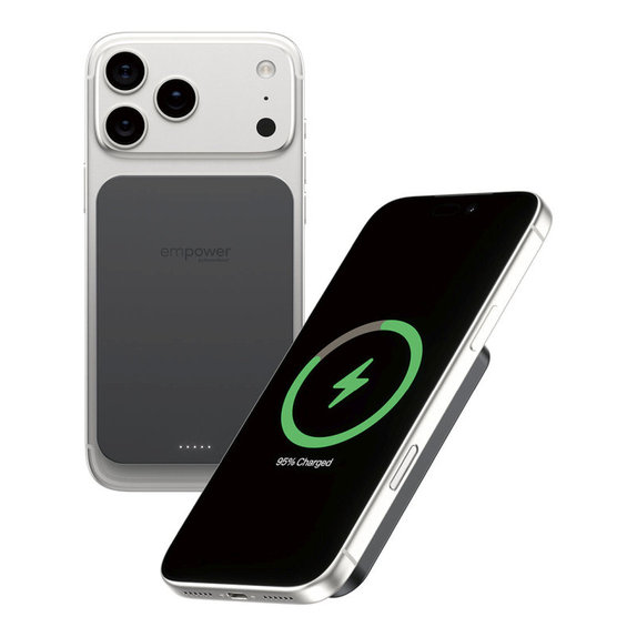 Kabellose PowerBank 5000 mAh, 20 W, kompatibel mit MagSafe, Qi2/USB-C, Space Black, empower