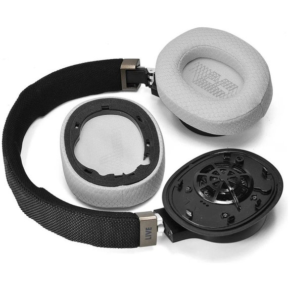 Ersatz-Ohrpolster für JBL Live 650BTNC, 660NC, E65BTNC, Duet NC, Memory-Schaumstoff + Textil, Grau, 1 Paar