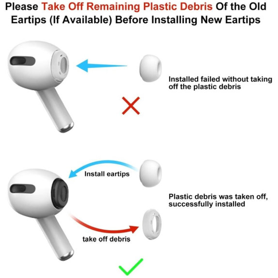 Ersatz-Silikon-Ohrstöpsel für Apple AirPods 3 Pro, Set 3 Stk. (L, M, S), Weiß