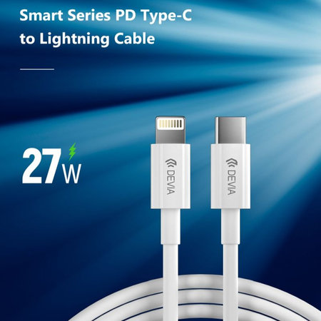 Lightning / USB-C Kabel Smart, PD 27W, 2m, Weiß, Devia