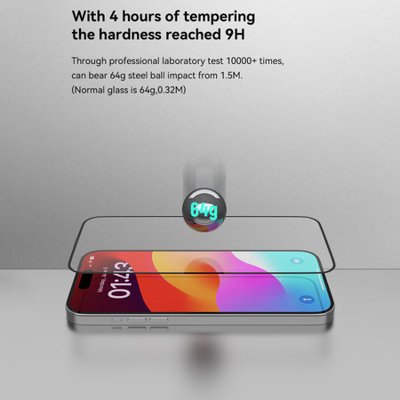 FullCover Panzerglas mit Applikator für iPhone 15 Pro, Devia