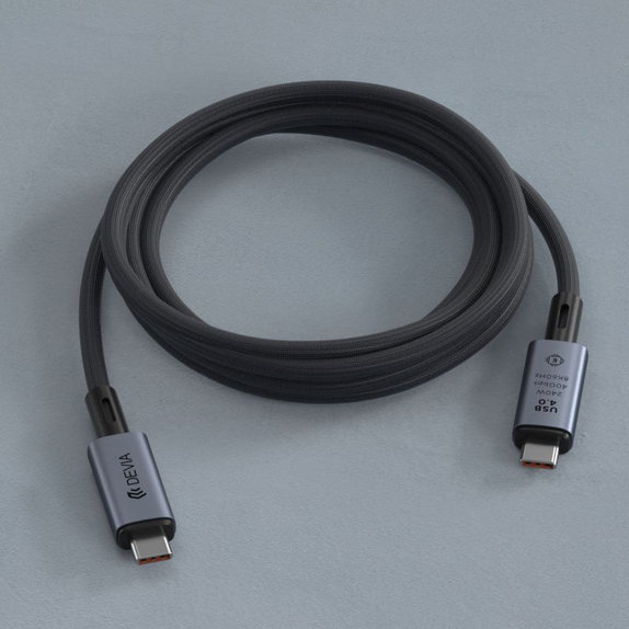 USB-C / USB-C Kabel Extreme Speed, 240W, 8K 60Hz, 1m, Schwarz, Devia