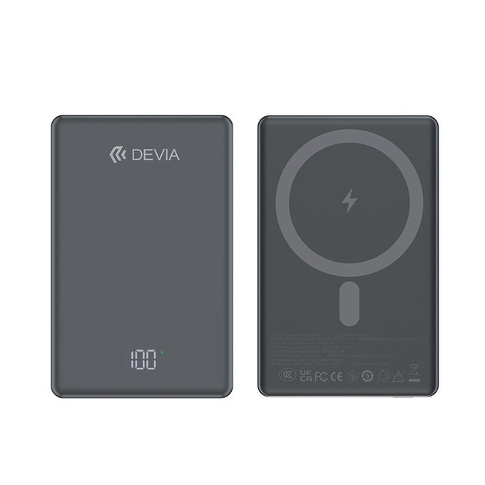 MagSafe Powerbank Extreme Speed Mini mit Display, PD 20W, 5000mAh, Space Grey, Devia