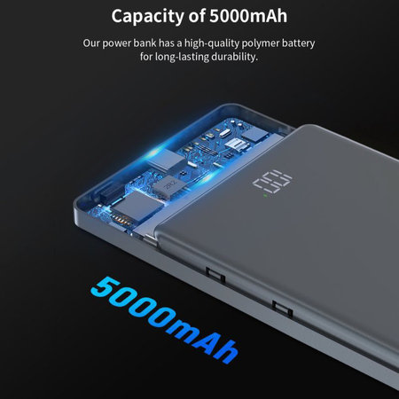 MagSafe Powerbank Extreme Speed Mini mit Display, PD 20W, 5000mAh, Space Grey, Devia