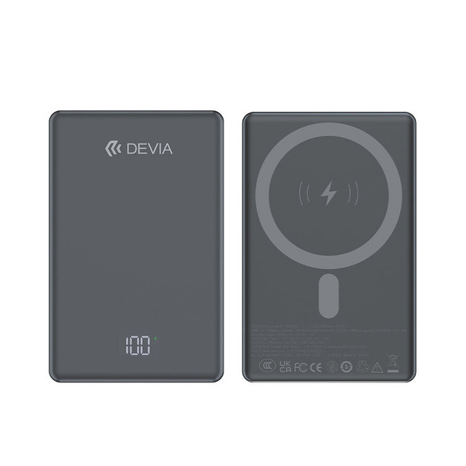 MagSafe Powerbank Extreme Speed Mini mit Display, PD 20W, 10000mAh, Space Grey, Devia