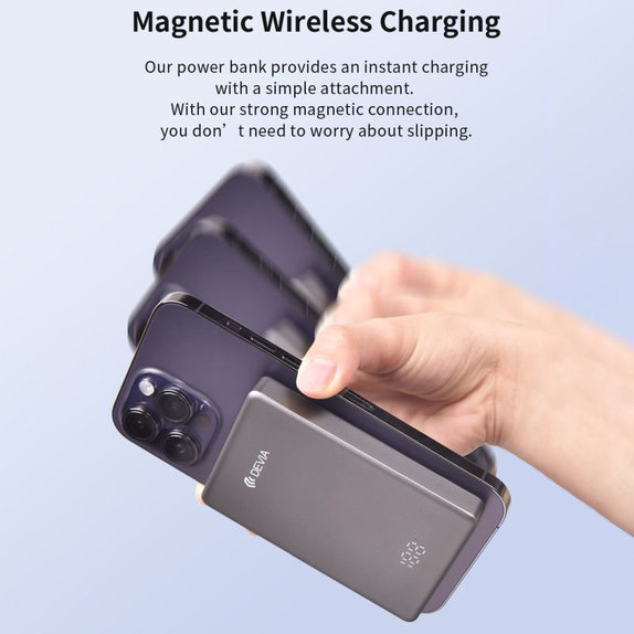 MagSafe Powerbank Extreme Speed Mini mit Display, PD 20W, 10000mAh, Space Grey, Devia
