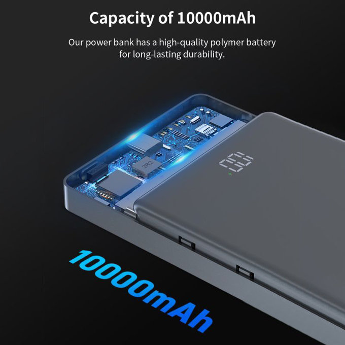 MagSafe Powerbank Extreme Speed Mini mit Display, PD 20W, 10000mAh, Space Grey, Devia